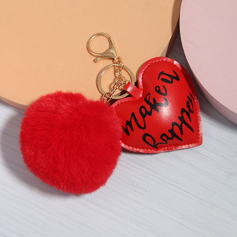 Ciondolo per borsa a forma di cuore a forma di fragola con foratura a caldo, portachiavi da donna, ciondolo con nappa in pelliccia, ciondolo con strass alla moda, piccolo regalo_voghion.com