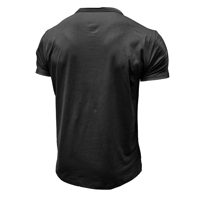 Moška poletna enobarvna majica s kratkimi rokavi in okroglim izrezom iz čistega bombaža_voghion.com