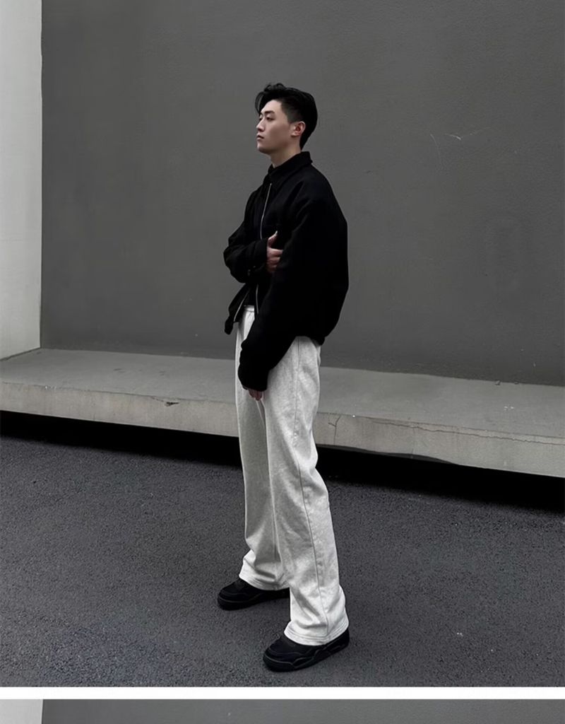 Herrenbekleidung Freizeithosen Herren Jugendhosen mit weitem Bein All Match Trendy Loose Straight Long Pants_voghion.com