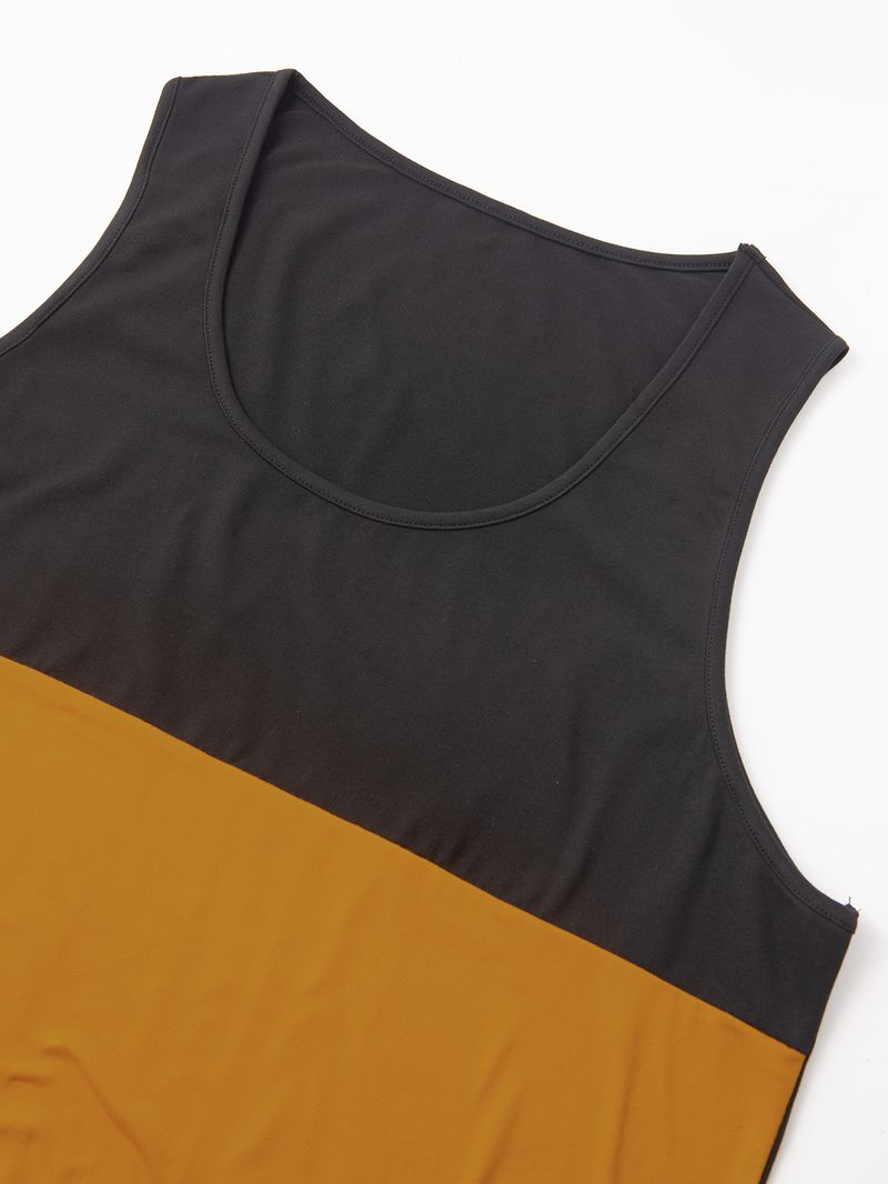 Chaleco deportivo holgado para hombre con costuras en contraste de colores para correr_voghion.com