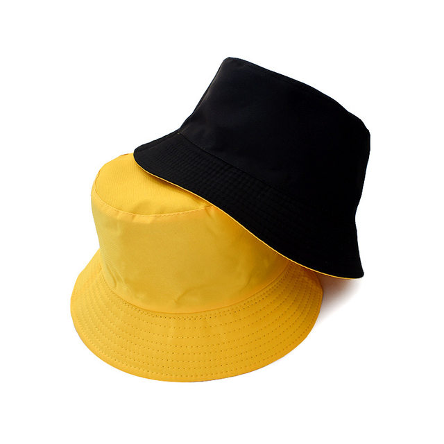 Unisex Hutt Schwaarz Einfarweg Duebelsäiteg Einfache Bob Hip Hop Eemerhut Männer Fraen Panama Beach Fëscherei Sonnekapp_voghion.com