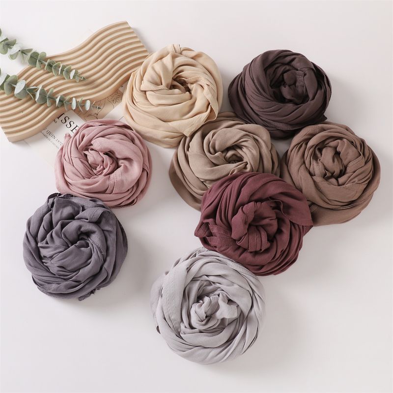 Sciarpa in morbida viscosa tinta unita, alla moda, con bordo largo, sottile, hijab, foulard di alta qualità, da donna, musulmano, in voile_voghion.com