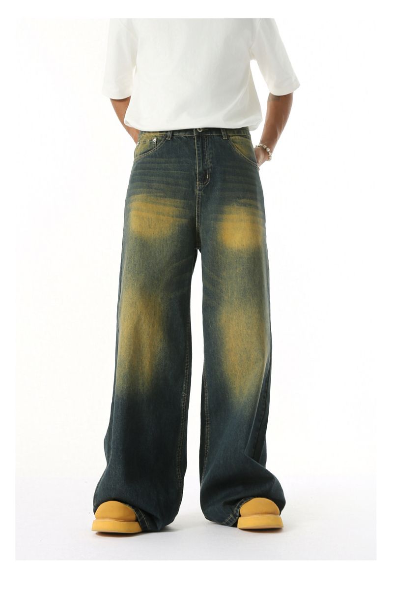 EF JEANS | 2025 Spring New Hong Kong Style Fashion Old Retro Casual Versatile Drape Floor Mopping Jeans_voghion.com