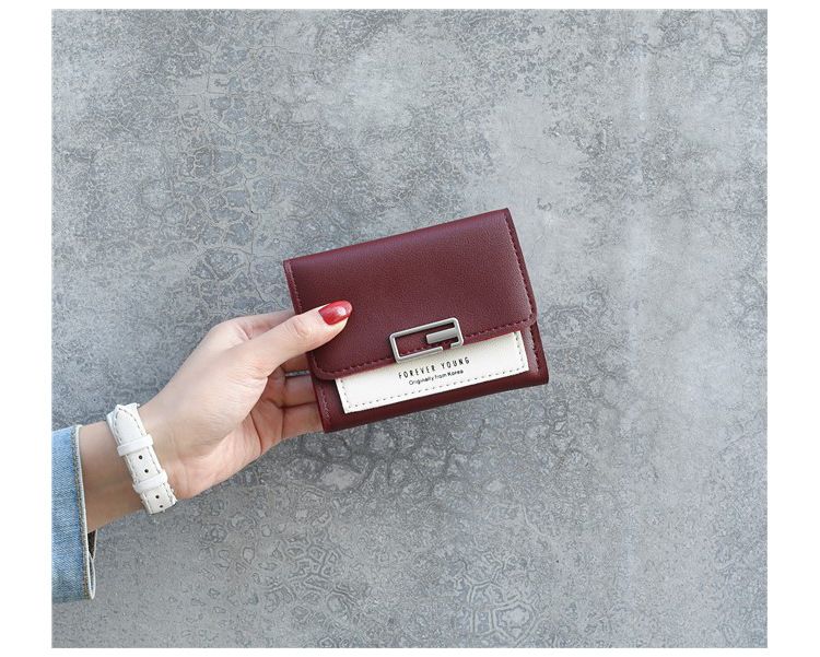 Contrast Color Versatile Small Fresh Wallet Women's Short Buckle Fashion Mini Coin Purse_voghion.com