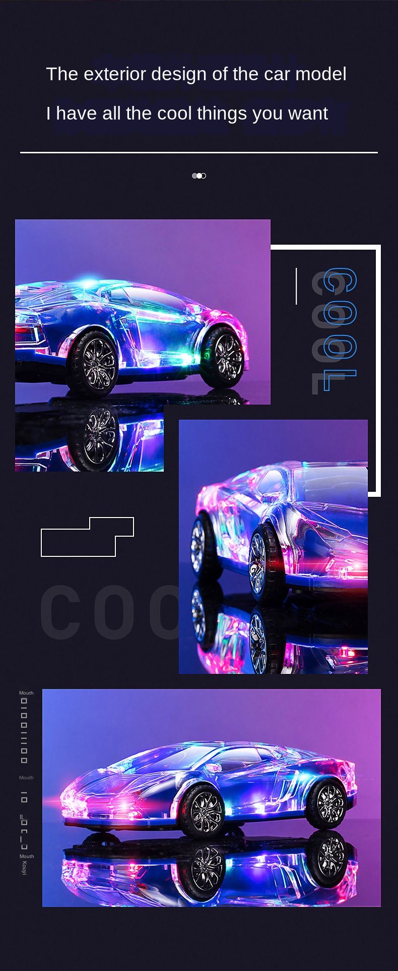 Auto Bluetooth-kõlar spordikujulise juhtmevaba stereoga, mida saab USB-kettale ühendada, värvilised tuled, välk_voghion.com