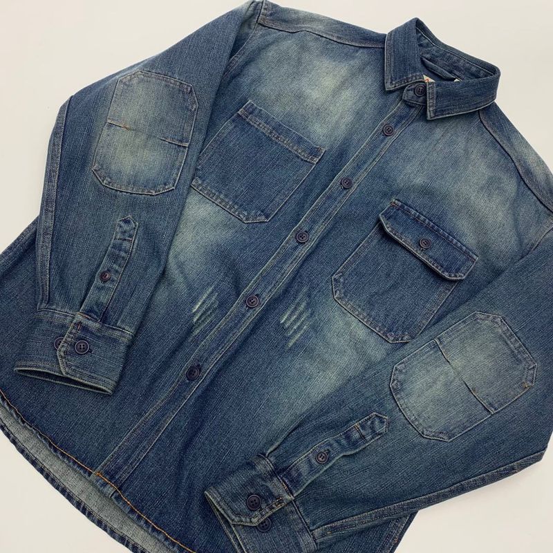 Moda Niche Workwear Uomo Versatile Moda Autunno Giacca di Jeans Camicia Larga Taglie Forti_voghion.com