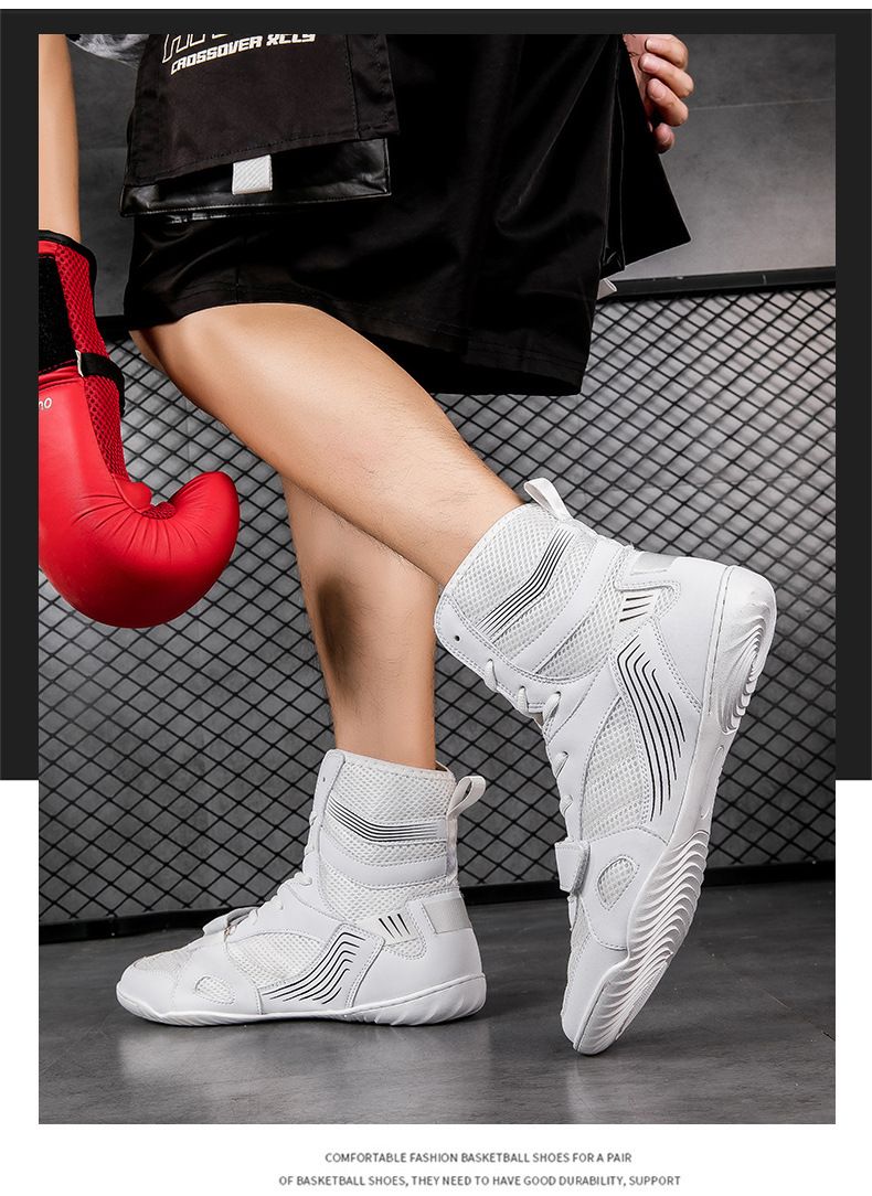 Baskets montantes pour entraînement au combat, lutte, arts martiaux, compétition, Sanda, chaussures pour hommes, boxe, chaussures pour femmes_voghion.com
