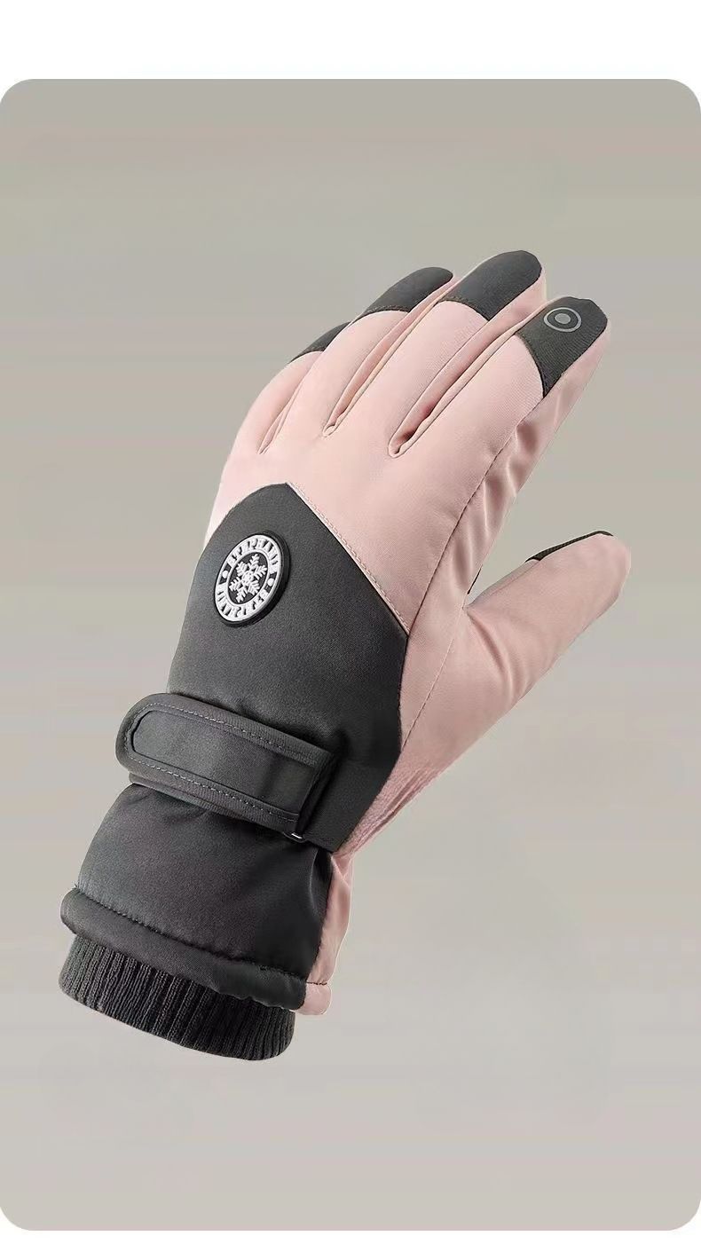 Luvas de ciclismo ao ar livre, à prova de vento, forradas com lã, quentes, resistentes à água e com tela sensível ao toque, para esqui, para homens e mulheres_voghion.com