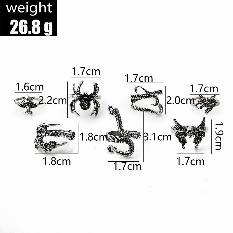 Retro Punk Animal Devil's Eye Heart Shape Alloy Plating Hollow Out Inlay Artificial Gemstones Artificial Diamond Opal Gold Plated Silver Plated Women's Open Ring Rings_voghion.com