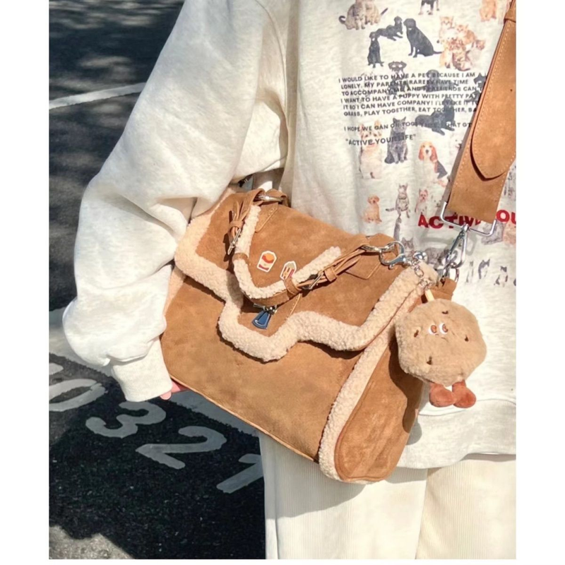 ORGEING Winter Limited Edition Advanced Mid Ancient Lamb Borsa per documenti di grande capacità che può essere estesa diagonalmente_voghion.com
