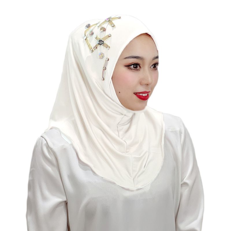 Damen Hijab, einfarbig, elastisch, geometrisches Kreuzmuster, Schal, Mütze, Baotou-Mütze, ethnische Mütze_voghion.com