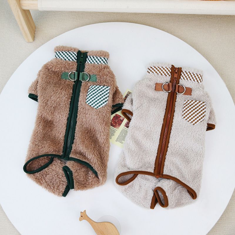 Clothing Double D-Ring Four-Legged Fleece Jacket Autumn Winter Small Dog Pet Clothes_voghion.com