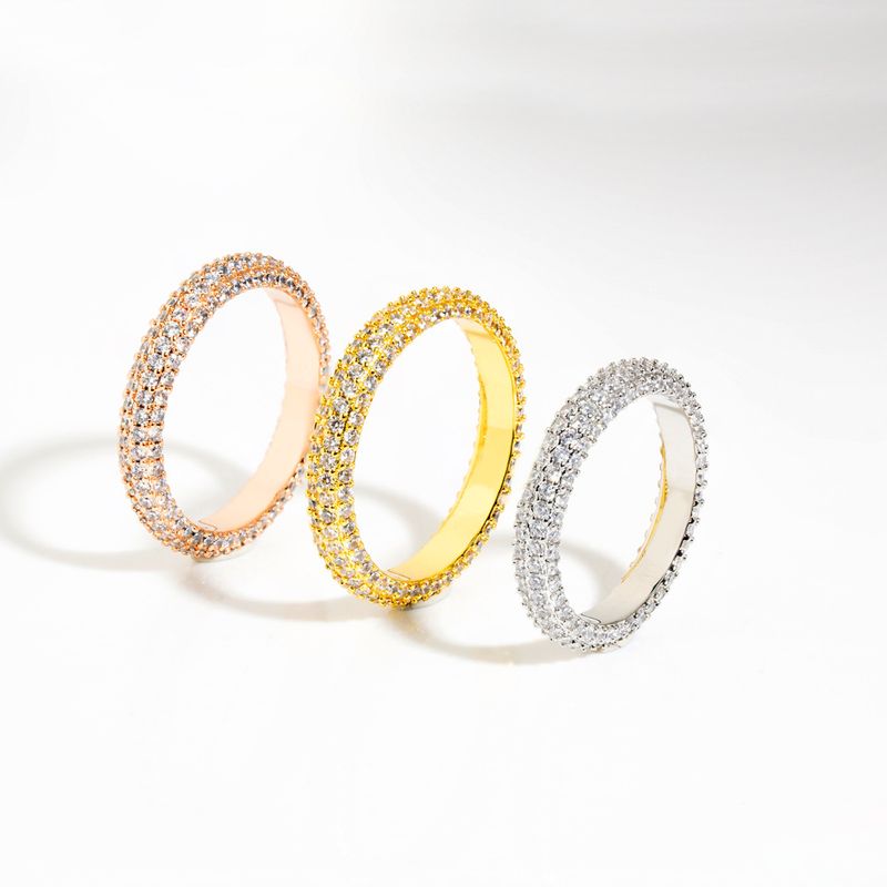 Anello da donna in oro rosa con doppio pavé e diamanti DW Ins Style in argento con fila singola_voghion.com