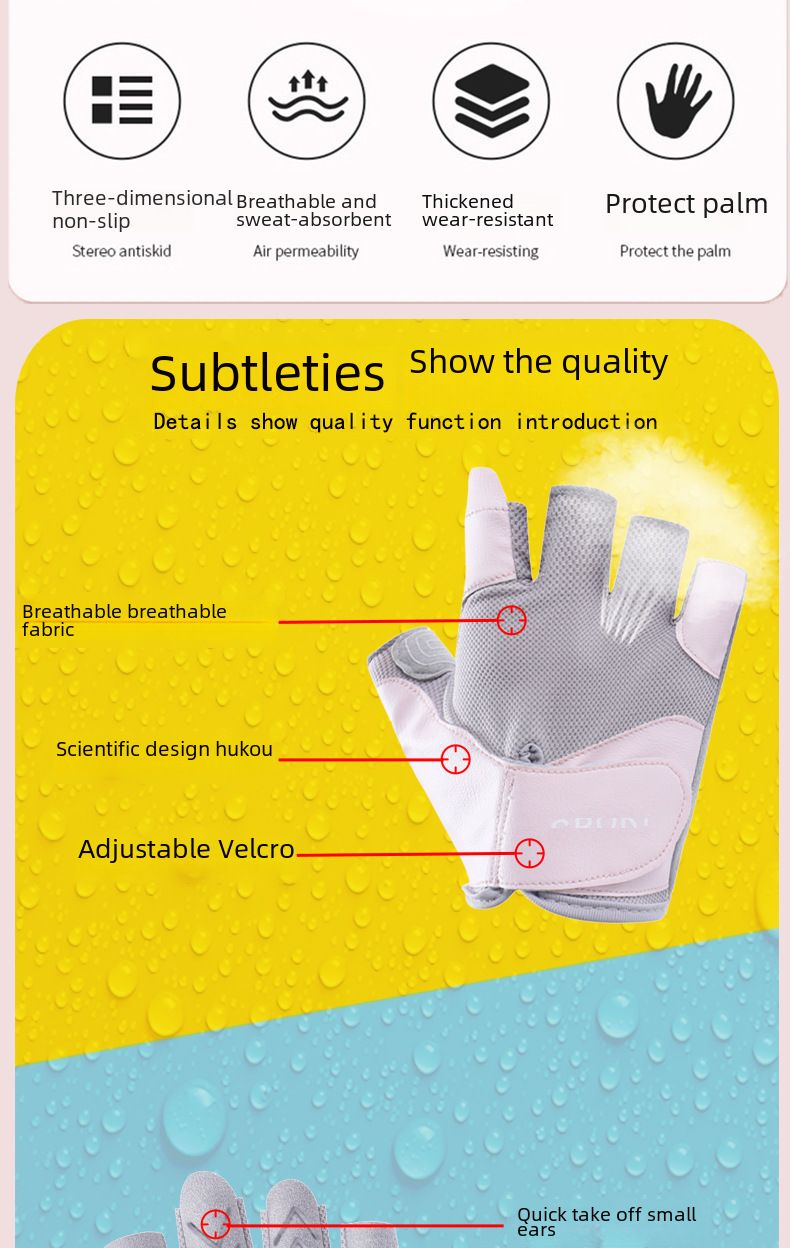 Fitness Kvinnor Halvfingerhandskar Anti-kokong Utomhusridning Halkskydd Slitage Klättring Sportutrustning Vikt Järn Hopprep Horisontell stång_voghion.com