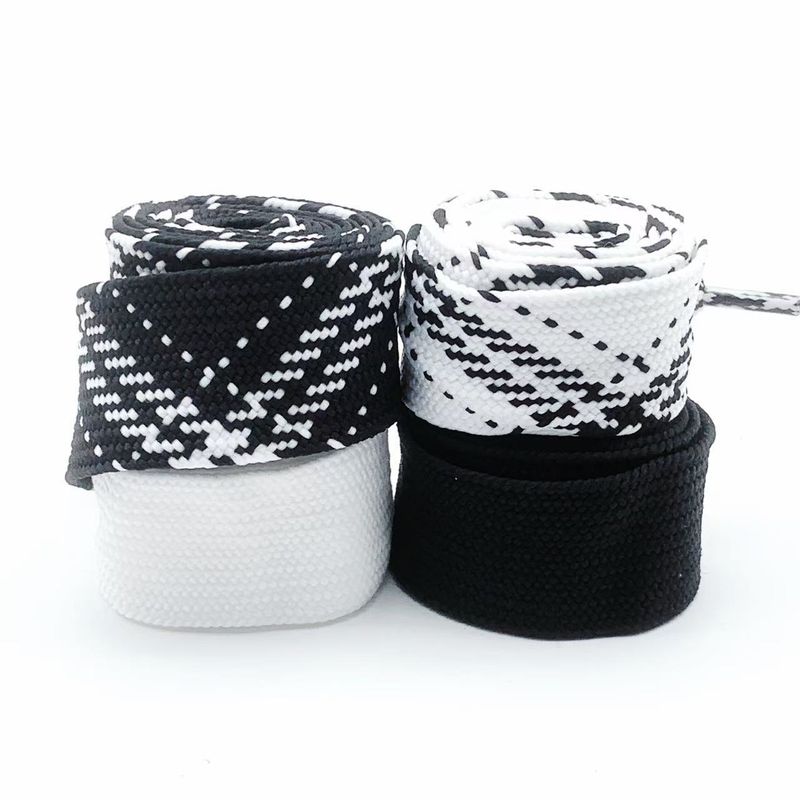 3cm Wide Shoelaces For Men And Women Single Layer Flat Bread Shoes White And Black Widened Super Wide Two Color Pattern Shoelaces_voghion.com