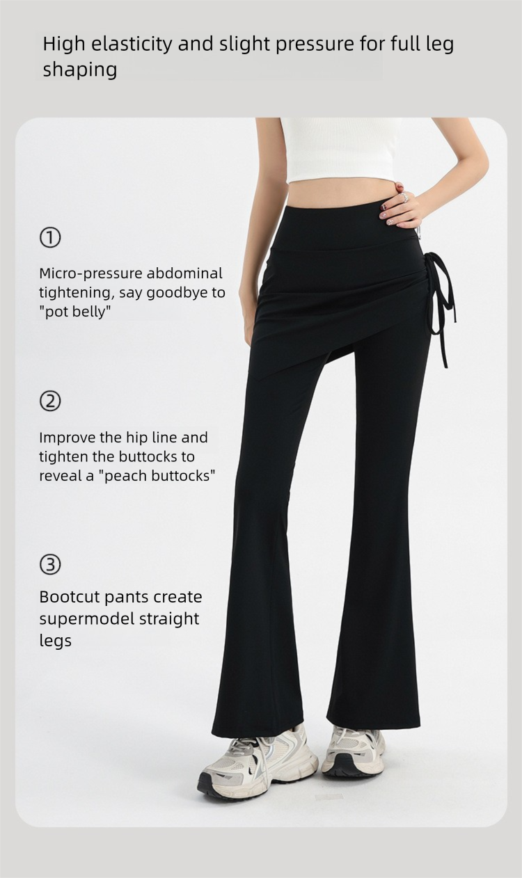 2025 Spring Summer New Sun Protection Wrinkled Skirt Two-Piece Micro Flare High Waist Yoga Pants_voghion.com