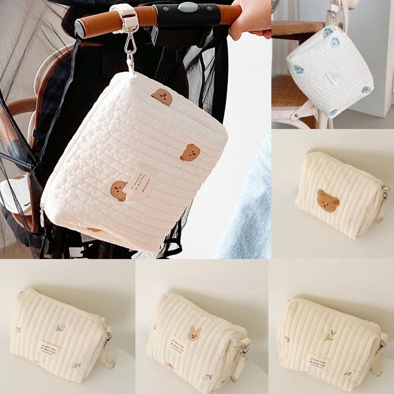 Portable Stroller Nappy Bag Quilted Baby Diaper Caddy Organizer Embroidered Mommy Bags Babies Accessories Changing Bag Storage_voghion.com