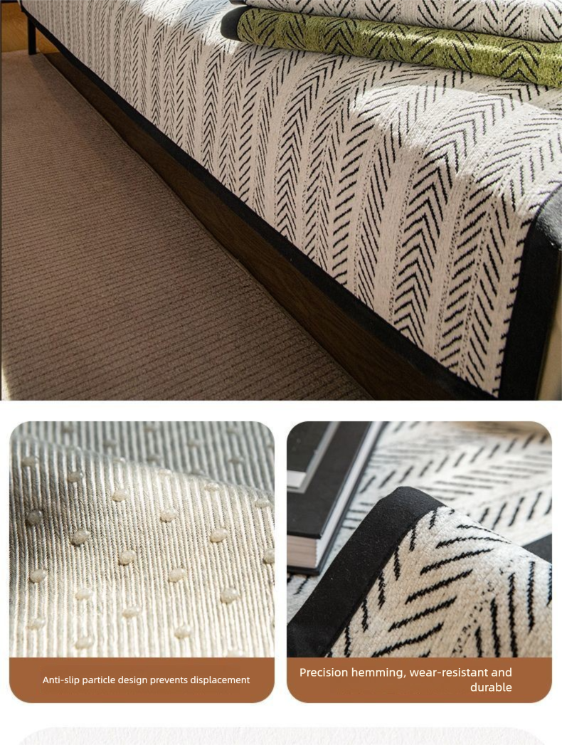 Puxu Fishbone Pattern Cushion Ins High-end Light Luxury Pastoral Style All-season Universal Cloth Sofa Cover_voghion.com