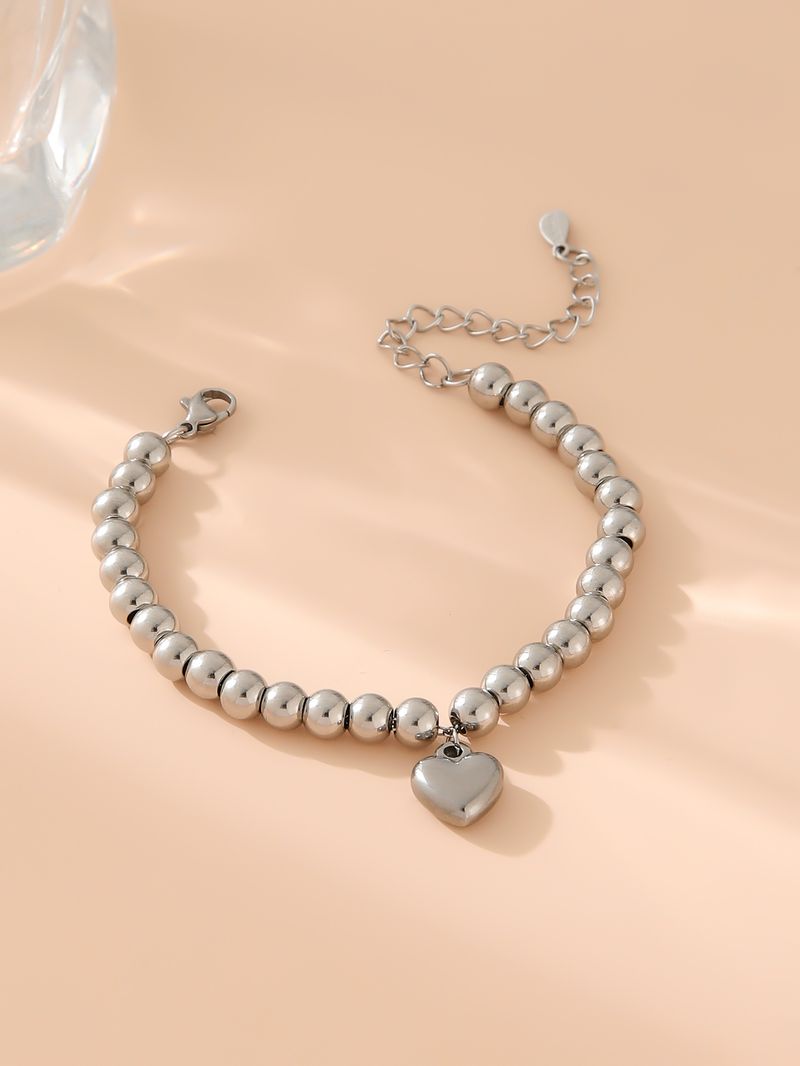 Stainless steel love round beads gold beaded bracelet ladies bracelet jewelry_voghion.com