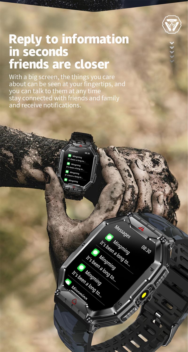 2,1-palčni AMOLED HD zaslon Pametna ura Moški Kompas GPS Šport na prostem Nadzor zdravja 1ATM Vodotesen Bluetooth klic_voghion.com