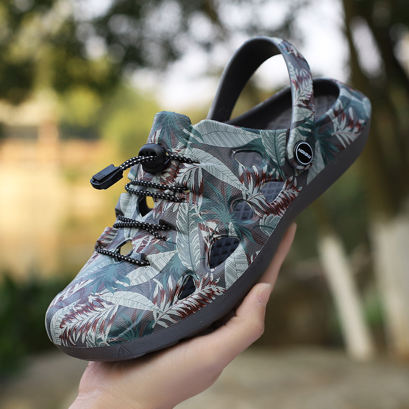 2024 Neue große Lochschuhe für Herren, Freizeit, Outdoor, dicke Sohle, atmungsaktive Strandsandalen_voghion.com