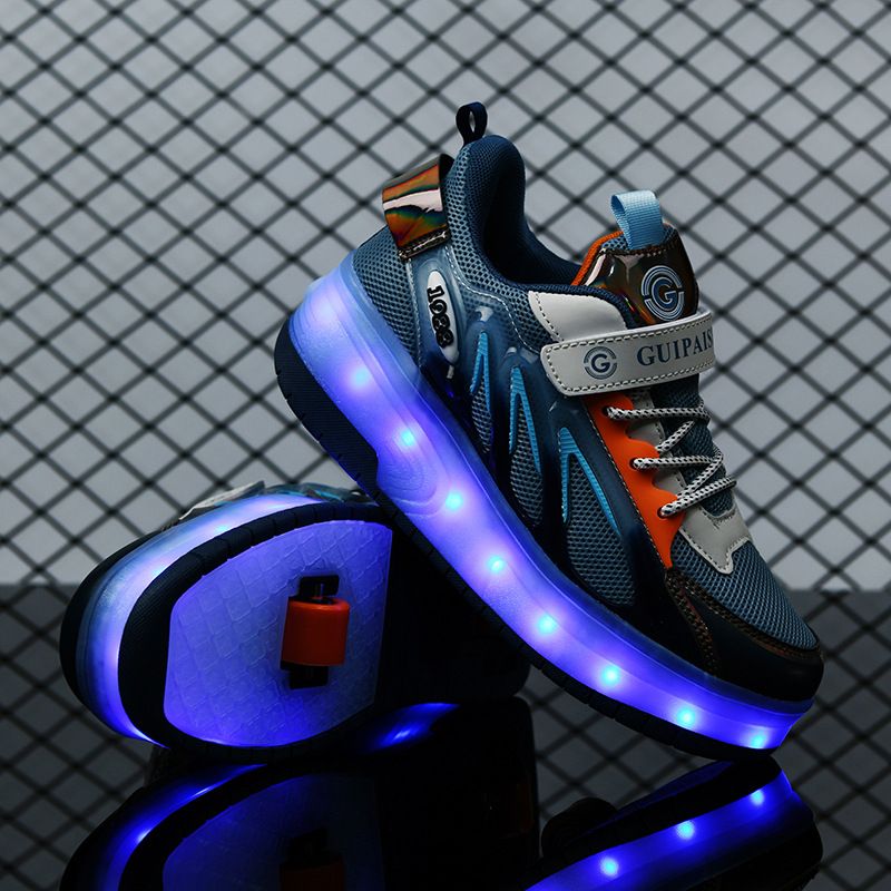 Kids Walking Shoes Boys LED Light Shoes USB Charging Girls Outdoor Sports Skates_voghion.com