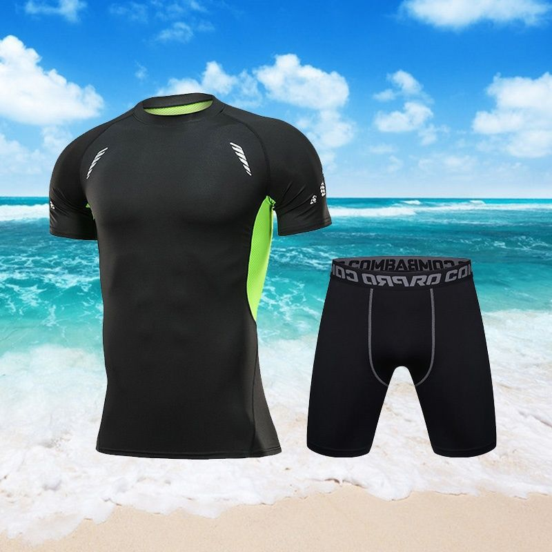 Surfing swimsuit, sun protection, swimming long sleeved top, self-defense diving suit, men's swimsuit set, soaking in_voghion.com