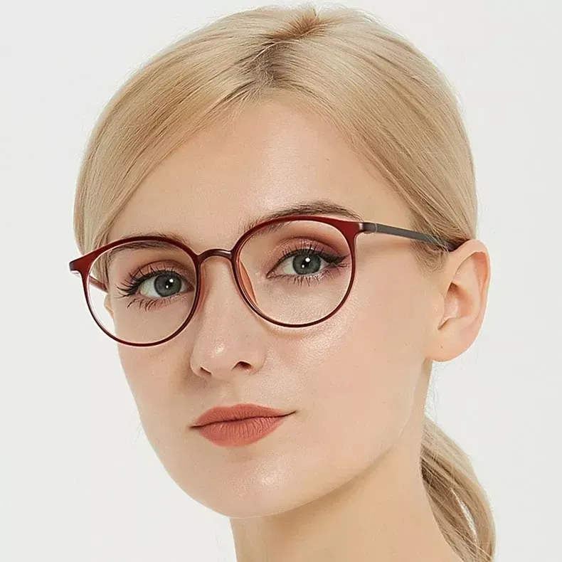 Moda Ultraleggero Anti Luce Blu Lettura Donna Moda Elegante Viola Rotondo Presbiopia Anti-fatica Occhiali Lente di Ingrandimento_voghion.com