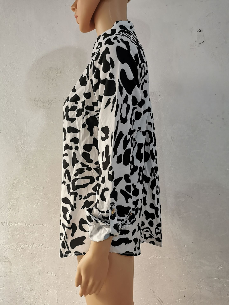 Camicia da ufficio da ufficio a maniche lunghe con stampa casual alla moda da donna_voghion.com