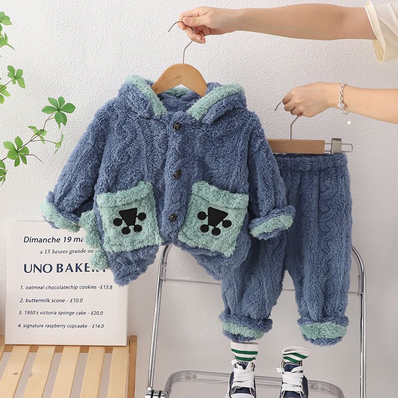 Pijamas de otoño para niños 2024, nuevos pijamas de bebé para mujeres y hombres con capucha de dinosaurio de terciopelo, muebles para el hogar_voghion.com