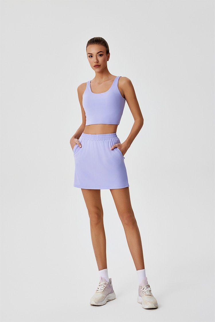 001 Cross-Border New Outdoor Tennis Anti-Exposure Quick-Dry Pocket Half Skirt Hollow Out Backless Sports Vest For Women_voghion.com