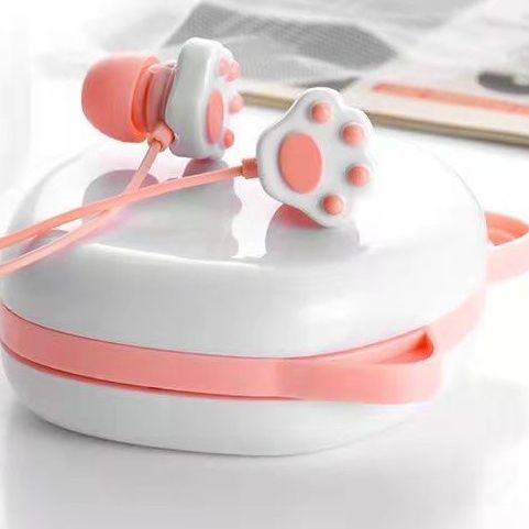 Unbeatable Quality Cute New Boxed Cat Paw Cartoon Earphones In Ear Remote Control With Microphone, Heavy Bass, Universal For Mobile Phones_voghion.com