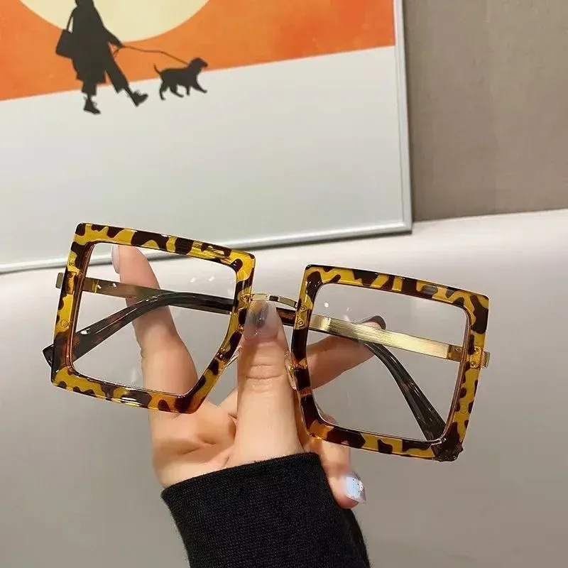 Lunettes d'ordinateur rétro surdimensionnées pour femmes, nouveau Style de grande myopie, blocage de la lumière bleue, monture carrée, lunettes de vue courtes_voghion.com