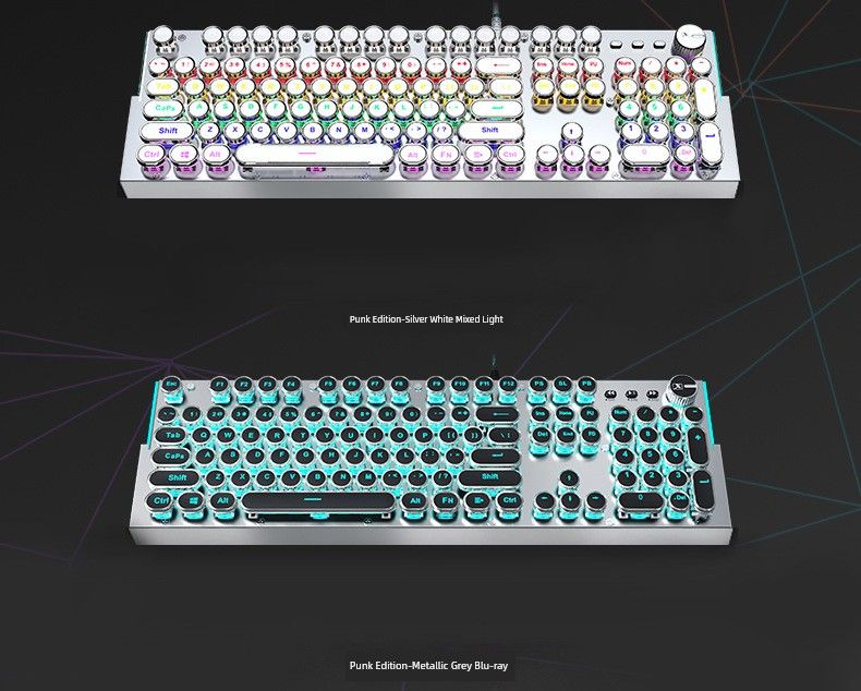 X60 Steam Transparent Punk Retro Nical Key Mouse Suit Gaming Male Titanium Alloy Keyboard With Knob_voghion.com