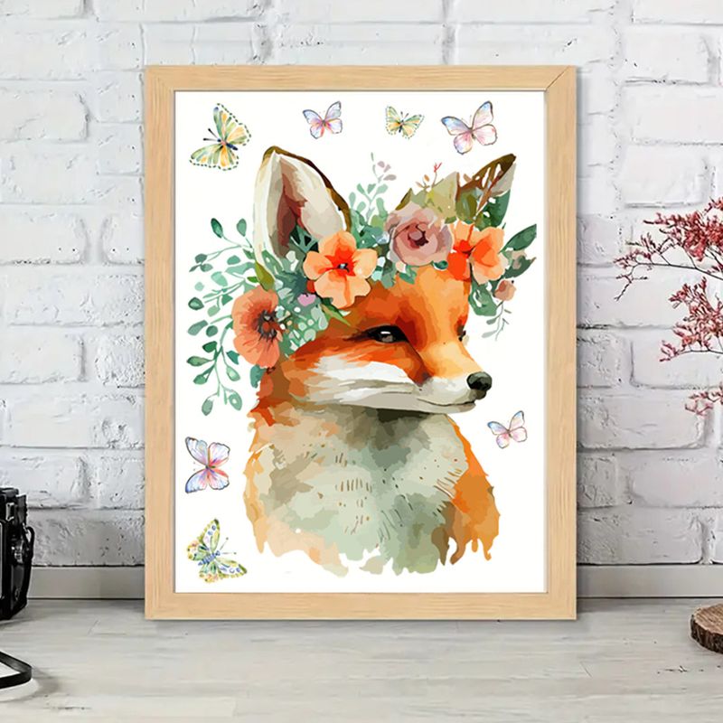 PVC matt mit blume kranz, fuchs schmetterling, CH81523 wohnzimmer, schlafzimmer hintergrund dekoration wand aufkleber_voghion.com