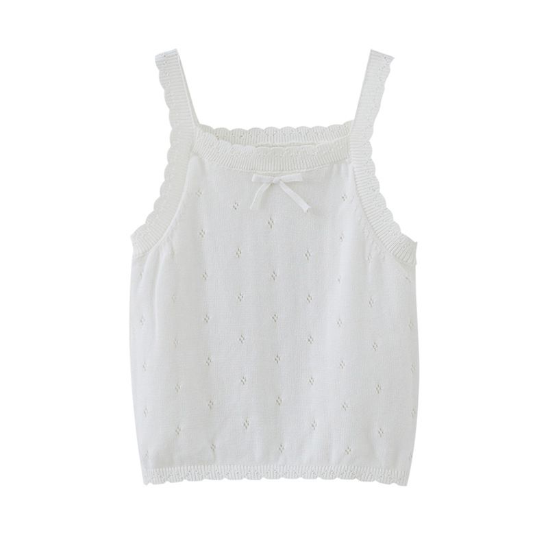Canotta in pizzo e cotone per bambine – Capo estivo traspirante (80-120 cm, 4 colori + opzioni fiocco)_voghion.com