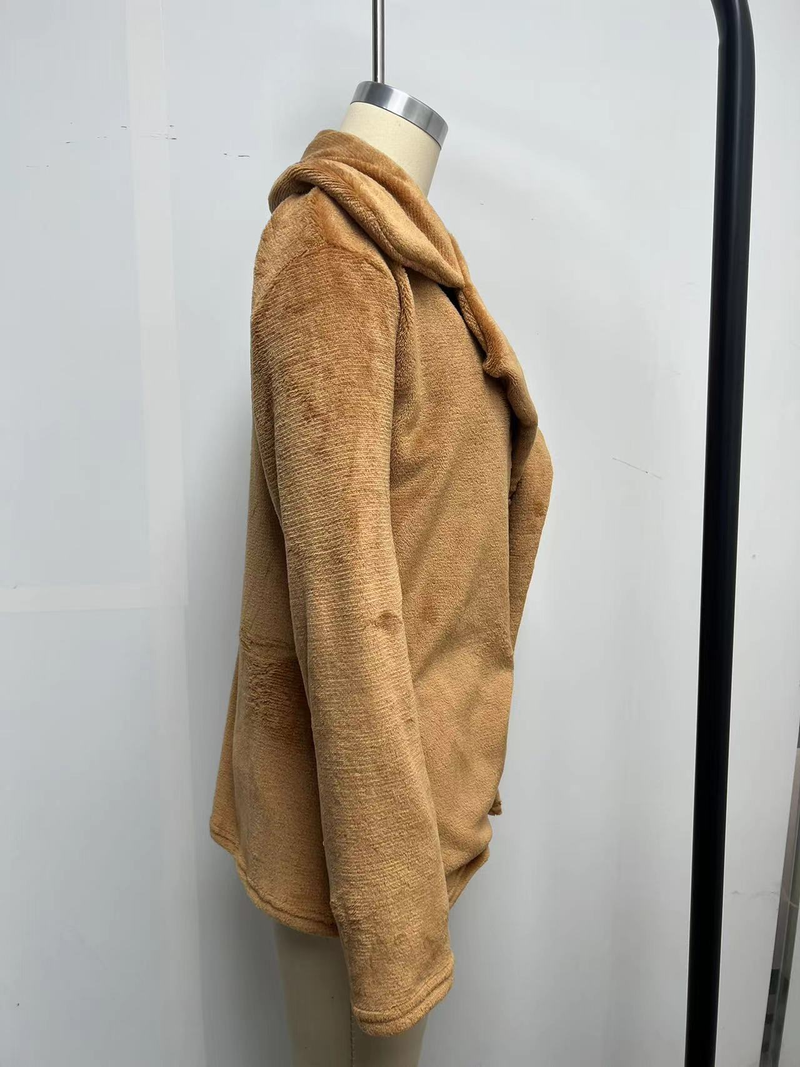 Women's Clothing Autumn and Winter Jacket Sexy Plush Lapel Slim Jacket_voghion.com
