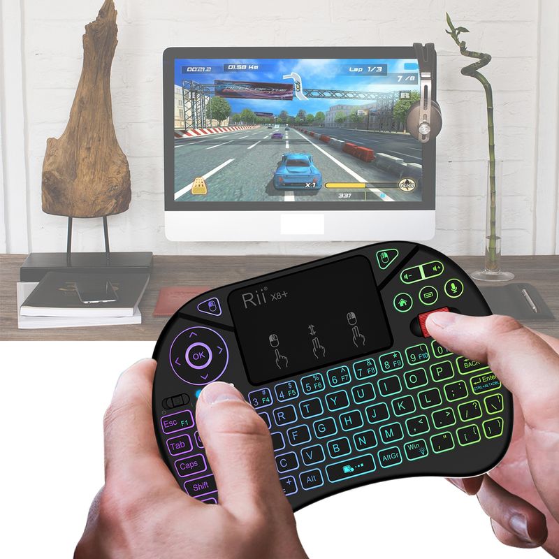 RII X8 Wireless Mini Farbige Hintergrundbeleuchtung Handheld Tastatur Taste Maus Integrierte Eingabe Handliches Gadget_voghion.com