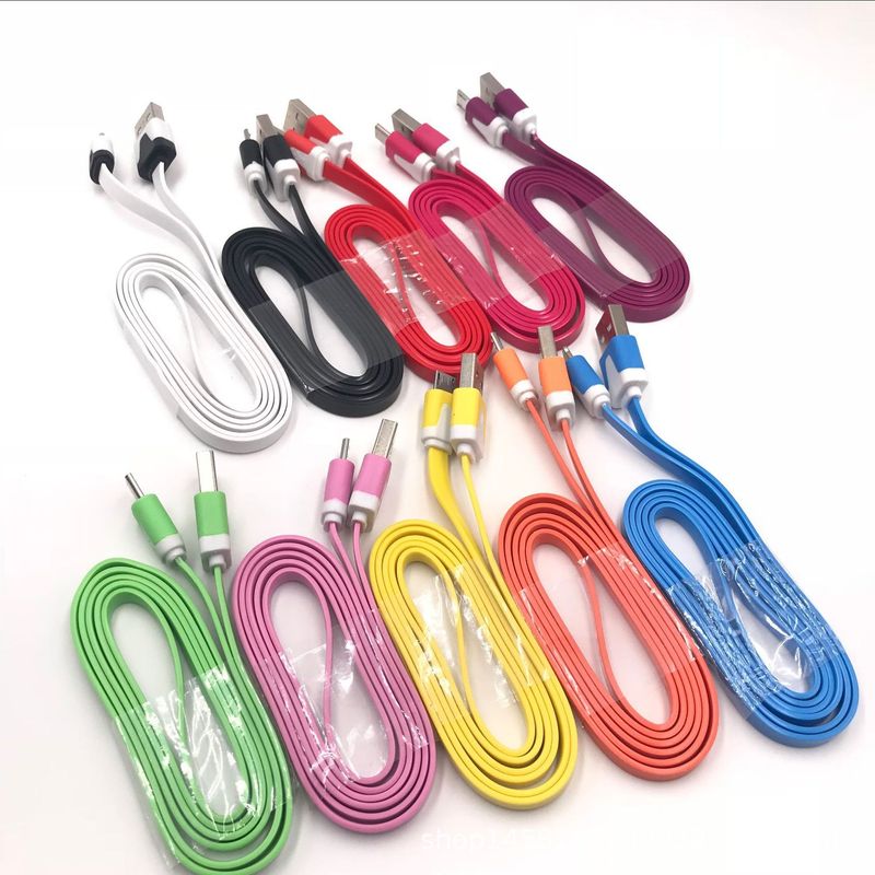 Android Extended Port IPhone Interface Colorful Two-Tone Small Noodle Data Cable Suitable For Various Phones_voghion.com