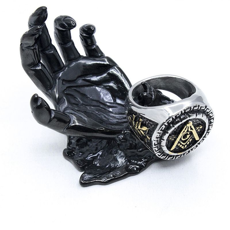 New minimalist titanium steel personalized trendy men's pattern rock versatile ring accessory_voghion.com