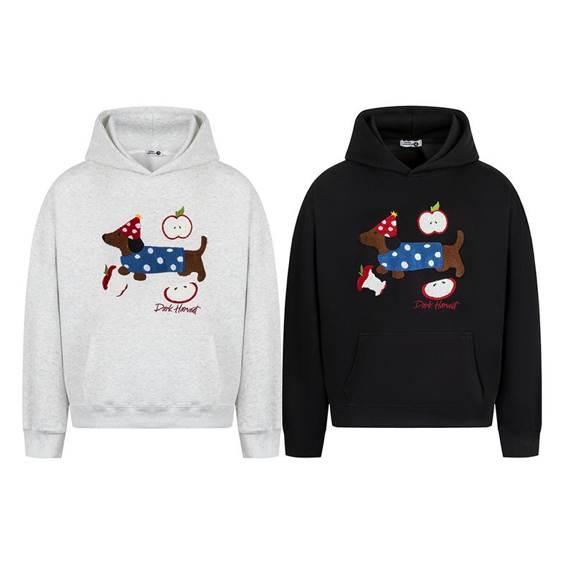 2025 New American Style Trendy Brand Puppy Towel Embroidered Hooded Sweatshirt Unisex Couple Versatile Jacket_voghion.com