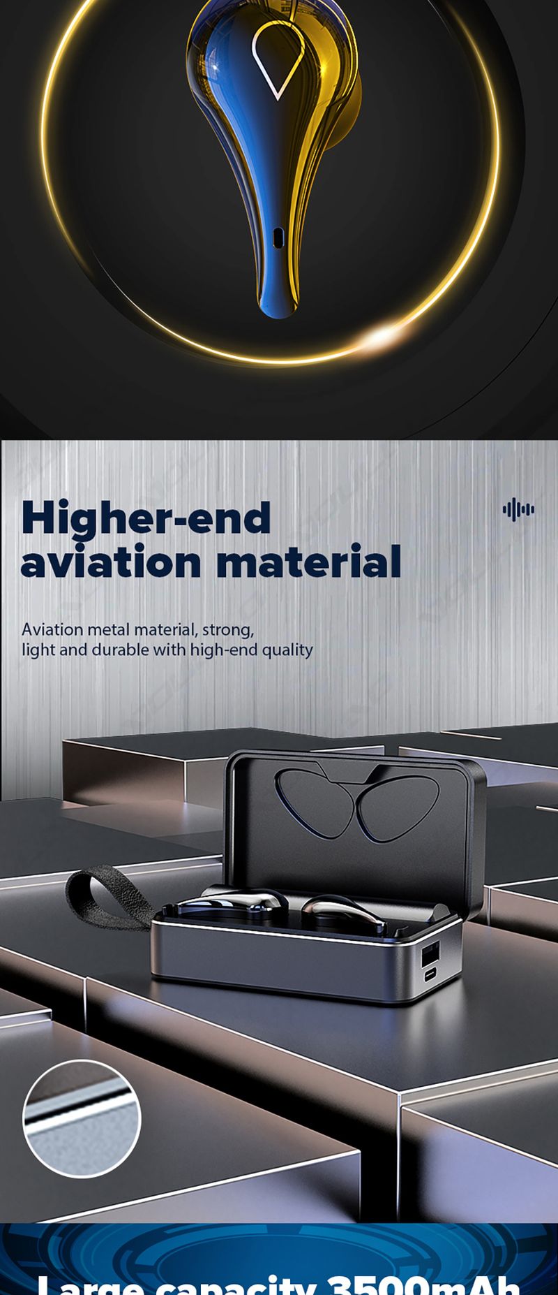 3500mAh charging box 9D stereo sports waterproof Bluetooth wireless headset_voghion.com