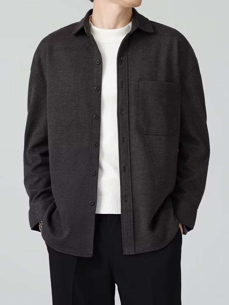 New Workwear Woolen Men's Spring And Autumn American Style Loose Jacket Long Sleeve Shirt Men_voghion.com