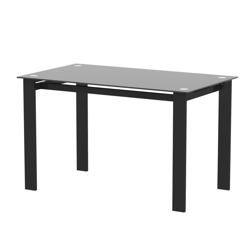 Modern tempered glass black dining table; simple rectangular metal table legs living room kitchen table_voghion.com