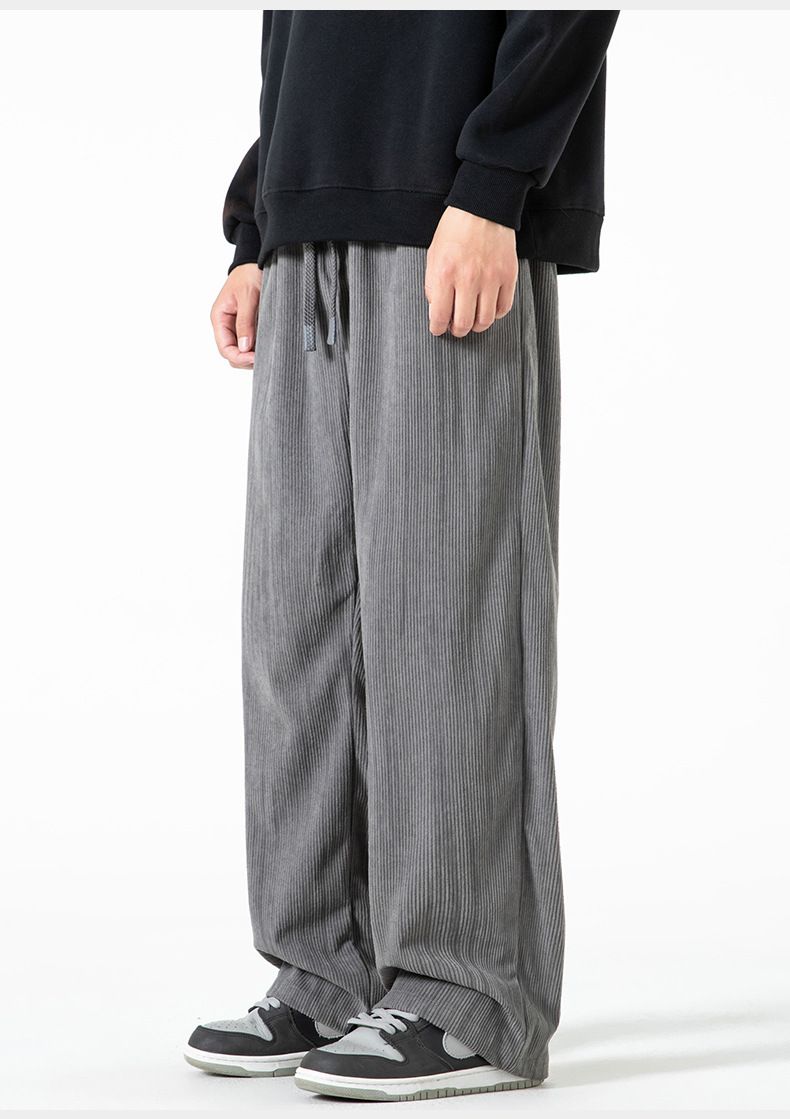 Pantaloni a gamba dritta larghi e versatili da uomo in velluto a coste americano autunno inverno 2024, stile nuovo, casual e ampio_voghion.com