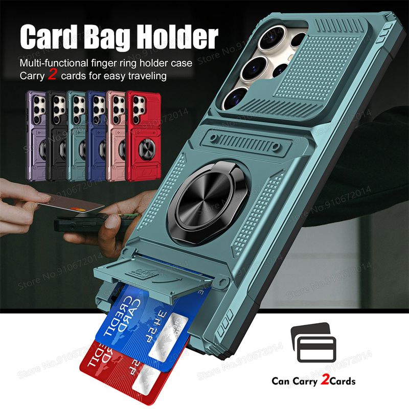 Dual Layer Drop Protection Cover für Samsung Galaxy S25 S23 S24 Ultra Plus FE Magnetringhalterung Brieftasche Kartensteckplatz_voghion.com