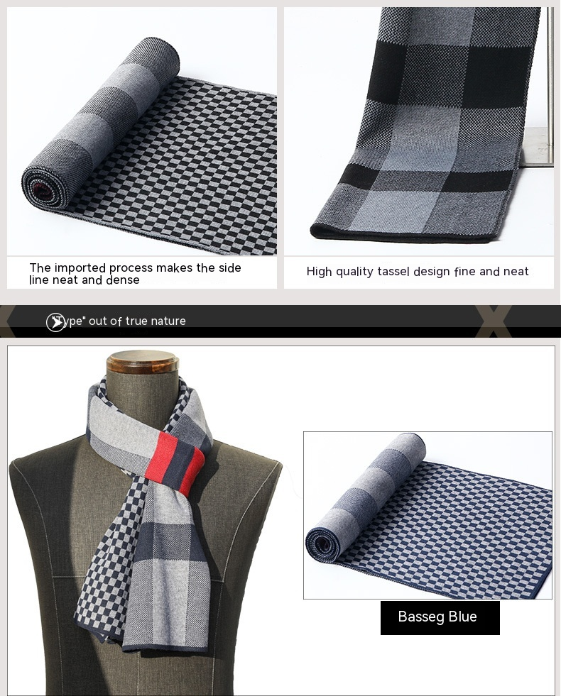 Bufanda de cachemira para hombre, larga, cálida y gruesa, edición coreana, otoño/invierno, 2023_voghion.com