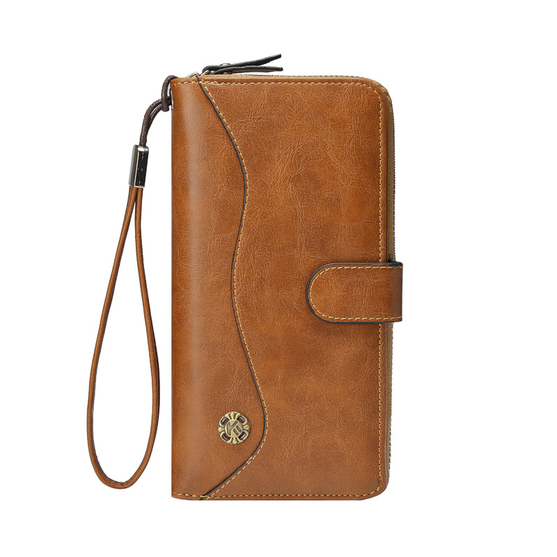 Cartera larga para hombre, bolso de mano multifuncional con hebilla para teléfono, muy popular_voghion.com