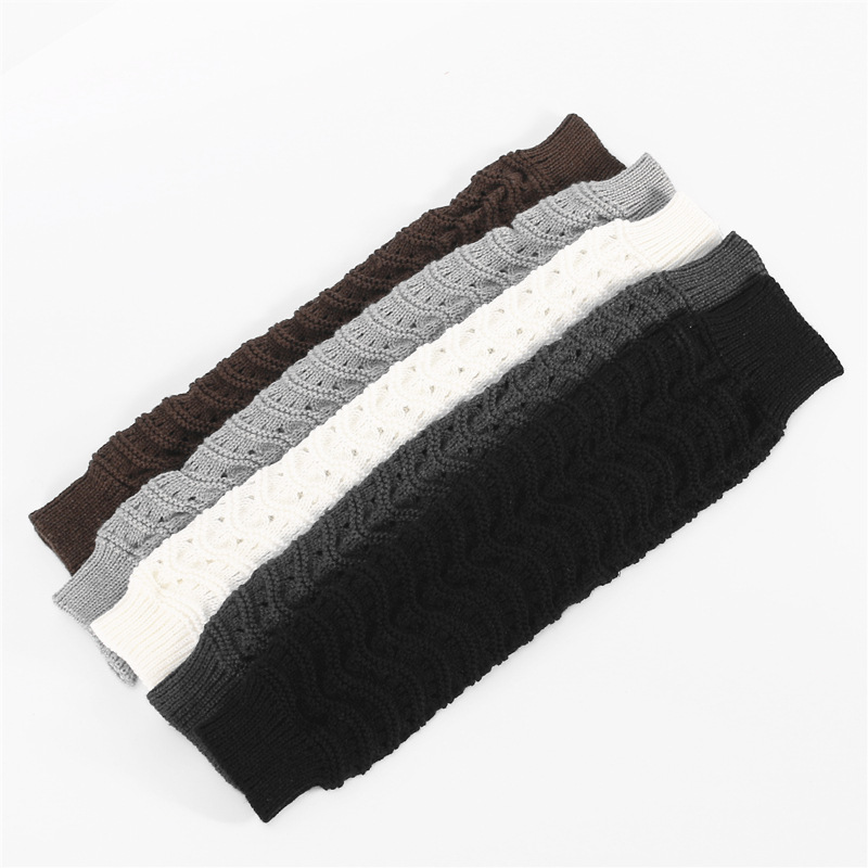 Autumn And Winter New Knitted Woolen Jacquard Wave Pattern Hollow Socks For Women's Long Sleeve Knee Guards_voghion.com