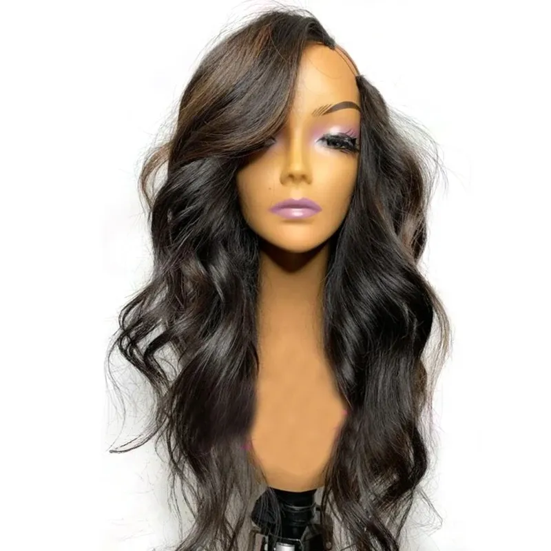 Pelucas de cabello humano con ondas corporales de belleza, sin pegamento, con raya al lado izquierdo, densidad del 180 %_voghion.com